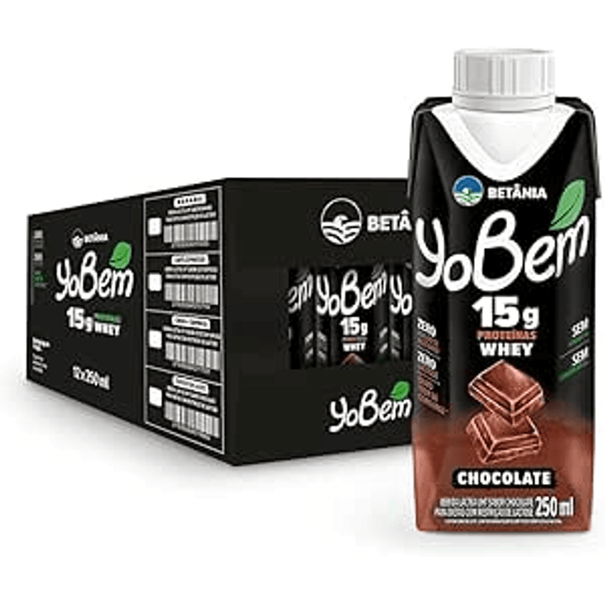 Pack YoBem Bebida Proteica Chocolate 15g de Proteínas Whey - 12 Unidades