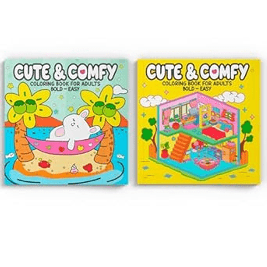 Coleção Cute & Comfy Coloring Book for Adults - Bold Easy - Kit com 2 Livros de Colorir Adulto      Capa comum – 5 janeiro 2025