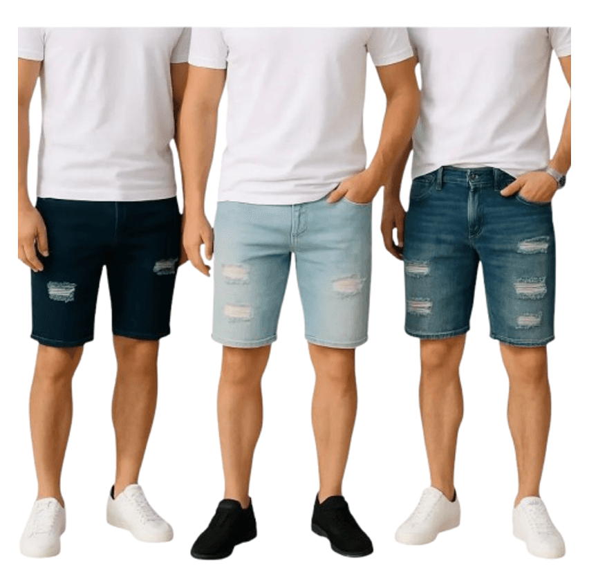 Kit 3 Bermudas Masculinas Verão Rasgada Moda Premium