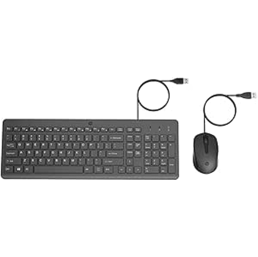 Combo de Teclado e Mouse USB HP 150 - Plug and Play, com Digitação Silenciosa, Confortável e Precisa, Mouse com DPI de 1600, Layout ABNT2, Preto (240J7AA)