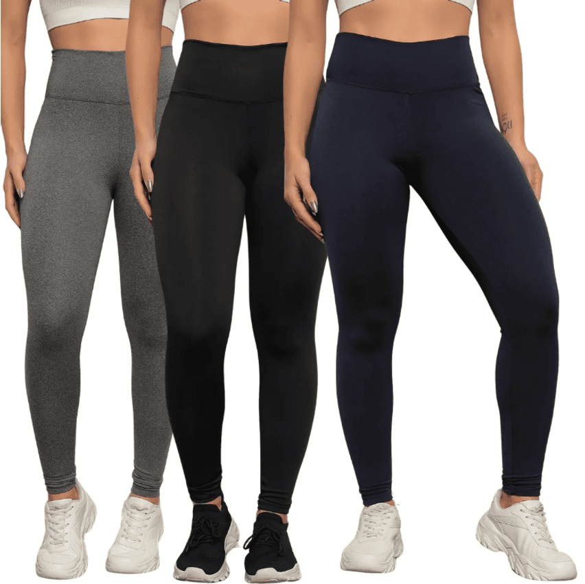 Kit 3 Calça Legging Feminina Cintura Alta Costura Reforçada