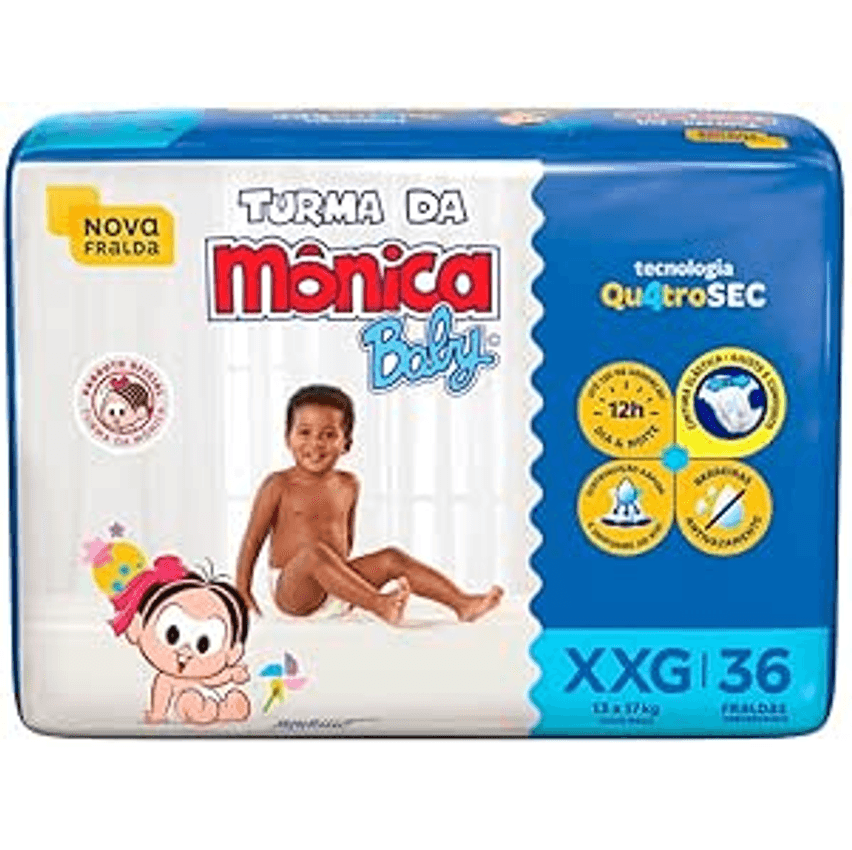 Fralda Turma da Mônica Baby Mega XXG 36 Unidades