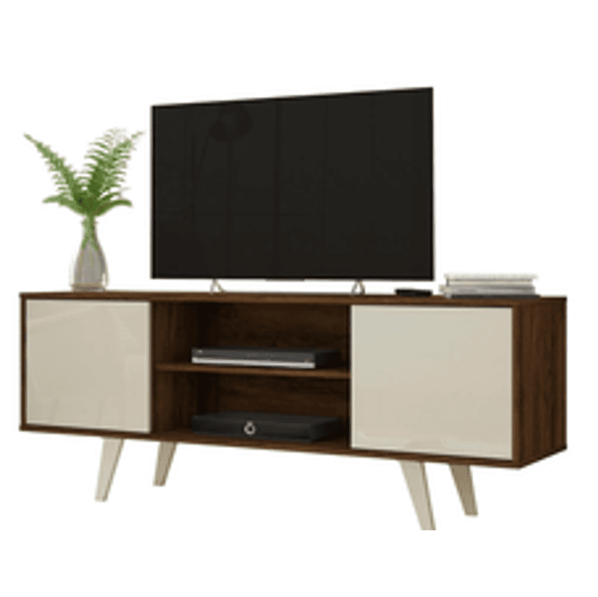 Rack Madetec Lisboa com 136cm de Largura para TV de Até 50 Polegadas - Off White/Savana