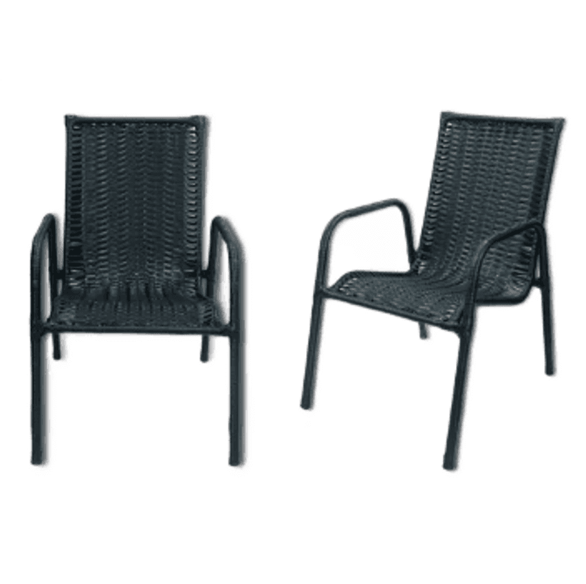 Kit 2 Cadeira Para Jardim Area Externa Fibra Sintético Junco Cor Argila Listras