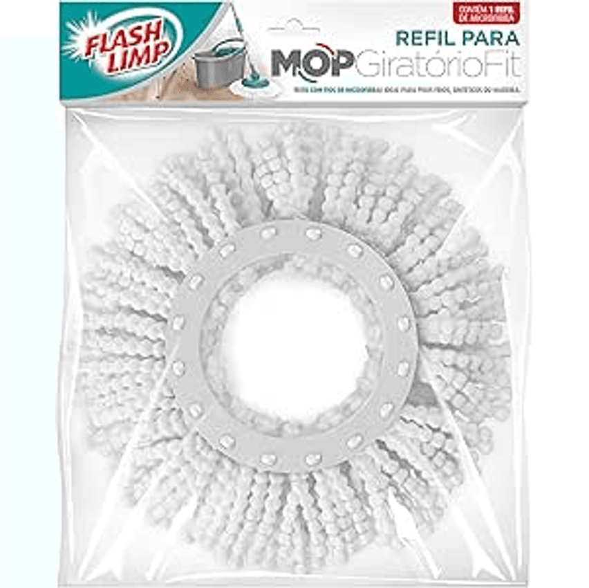 Flash Limp RMOP5011 - Refil para Mop Giratório Fit MOP5010 (Mop Giratório Fit), MOP9775 (Mop Giratório Odyssey Fit), MOP9379 (Mop Giratório Fit 3 em 1) e MOP7504 (Mop Giratório Duas Águas Fit)