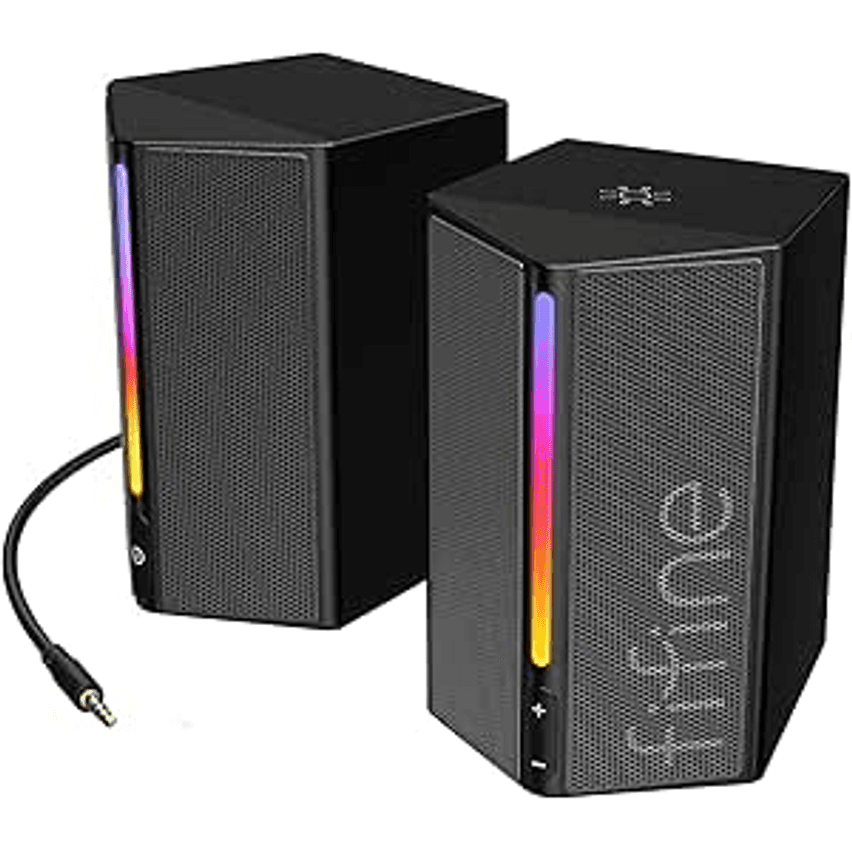 FIFINE Alto-falantes para computador, alto-falantes RGB para PC desktop, para jogos alimentados por USB com conector de 3,5 mm para laptop, monitor, telefone, tablet - A20