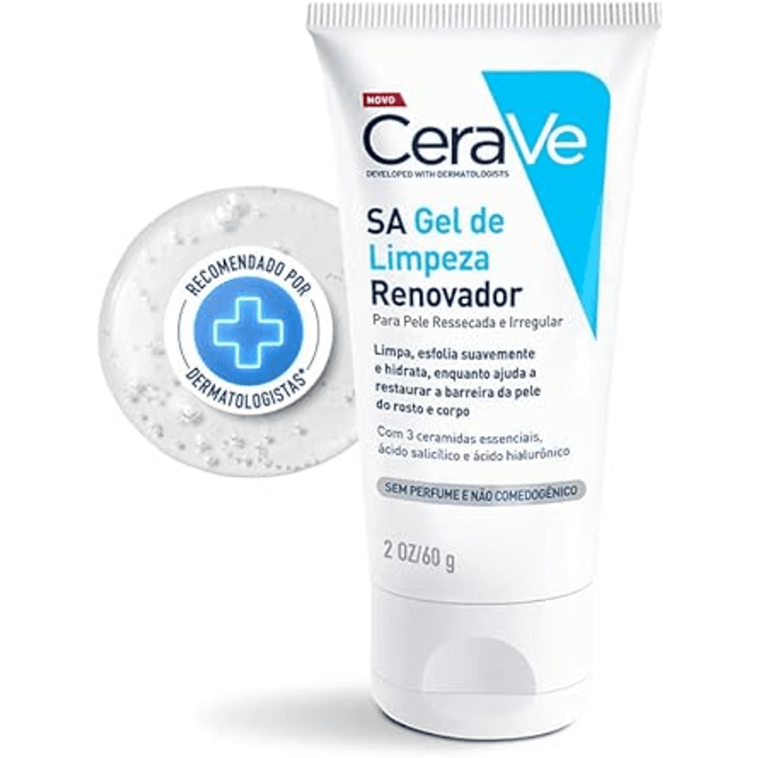 CeraVe, SA Gel de Limpeza Renovador, com Ácido Salicílico, Ácido Hialurônico e Efeito Esfoliante