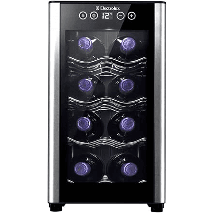 Adega ACB08 Electrolux 8 garrafas 1 Porta Preta Acabamento em Alumínio - Bivolt