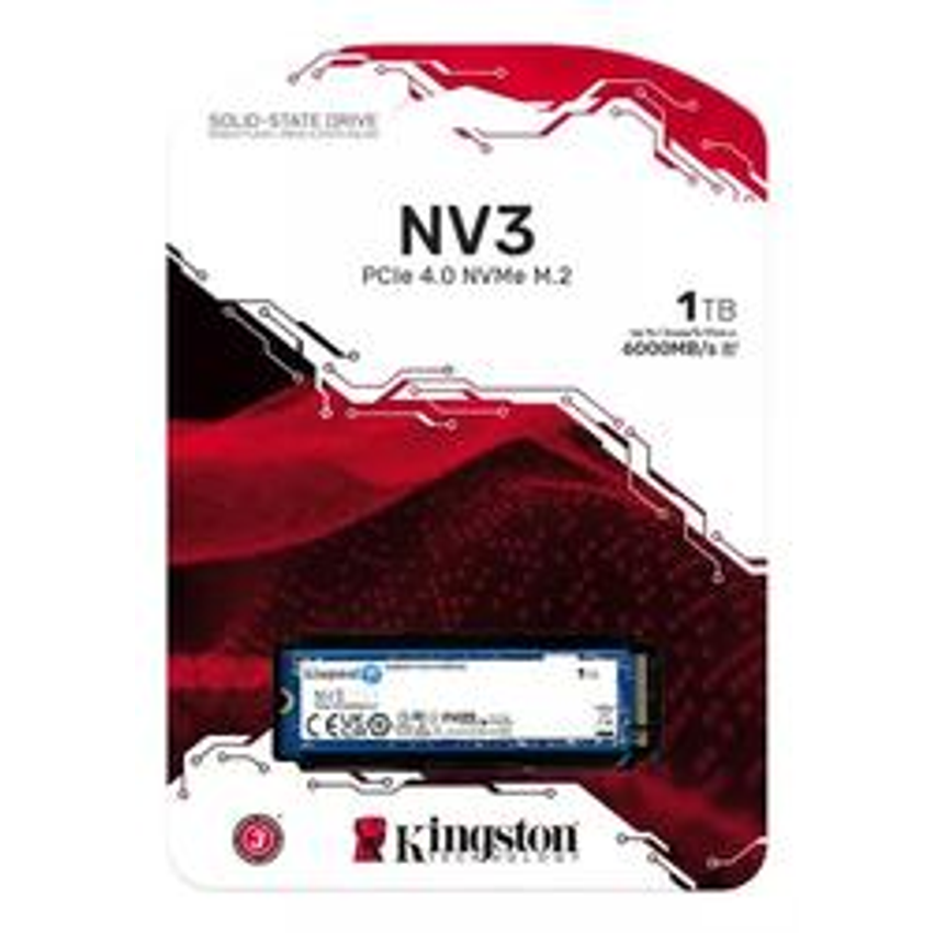 Ssd M.2 Nvme 4.0 1tb Kingston Nv3 Formato 2280 Gen 4x4 Ultra Rápido Velocidade de Leitura 6000Mb/s e Gravação 4000 Mb/s Cor Azul-escuro