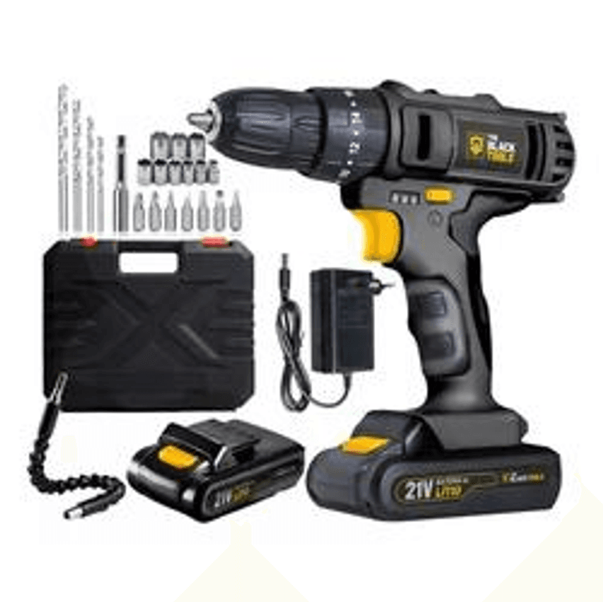 Furadeira Parafusadeira Bateria 21v Biv Impacto con Maleta Cor Preto 110V/220V The Black Tools TB-21P
