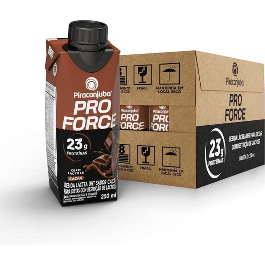 Piracanjuba ProForce 23g de Proteínas Zero Lactose Sabor Cacau - 12 Unidades de 250ml