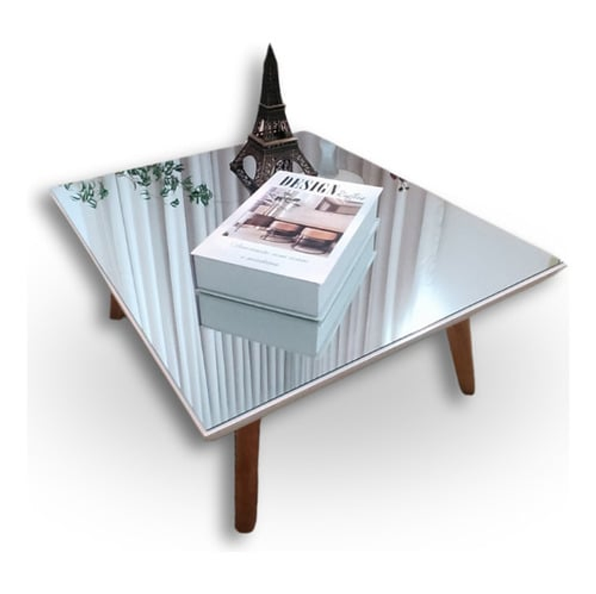 Demoglass mesinha de centro de sala retro cor off-white