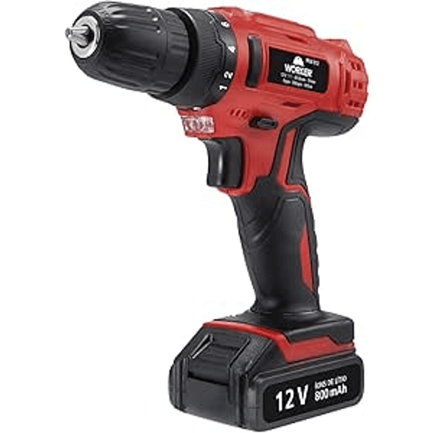 Worker Parafusadeira E Furadeira A Bateria Li-Ion 12V PFW 012 Sem Fio com Carregador Bivolt e Maleta com Kit De 13 Acessórios