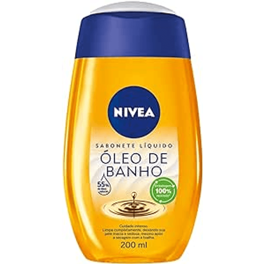 Nivea Sabonete Líquido Óleo De Banho 200ml - Com 55% De Óleos Naturais, Produz Espuma Cremosa E Proporciona Hidratação Intensa, Maciez E Cuidado Único Com A Pele