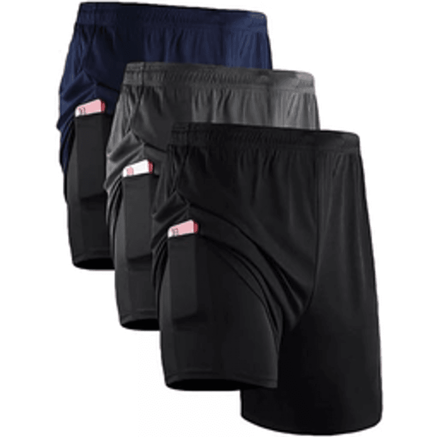 Kit 3 Bermuda 2 Em 1 Masculina Short Duplo Academia Corrida