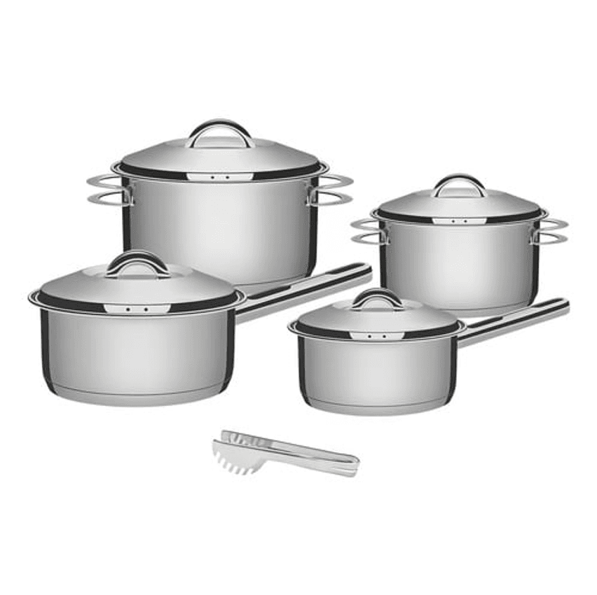 Jogo De Panelas Tramontina Aço Inox Solar 4 Peças + Pegador