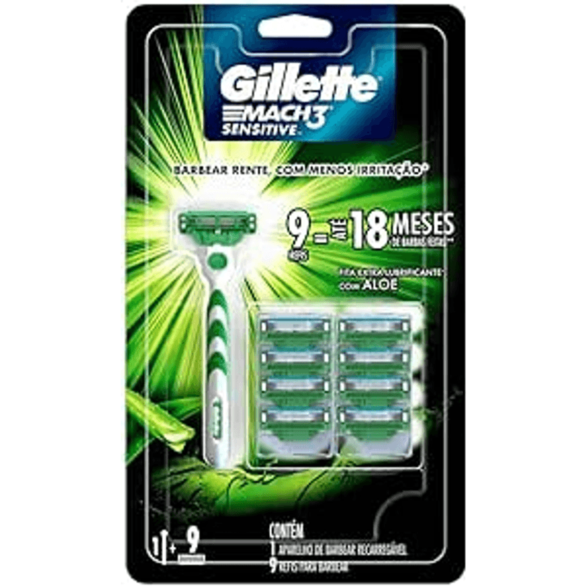 Gillette Aparelho De Barbear Mach3 Sensitive + 9 Cargas