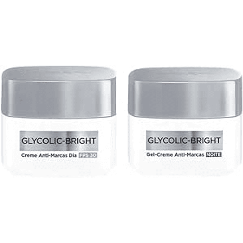 Kit L'Oreal Paris Anti-Marcas Glycolic-Bright Creme dia FPS30 49g + Gel-Creme noite 49g