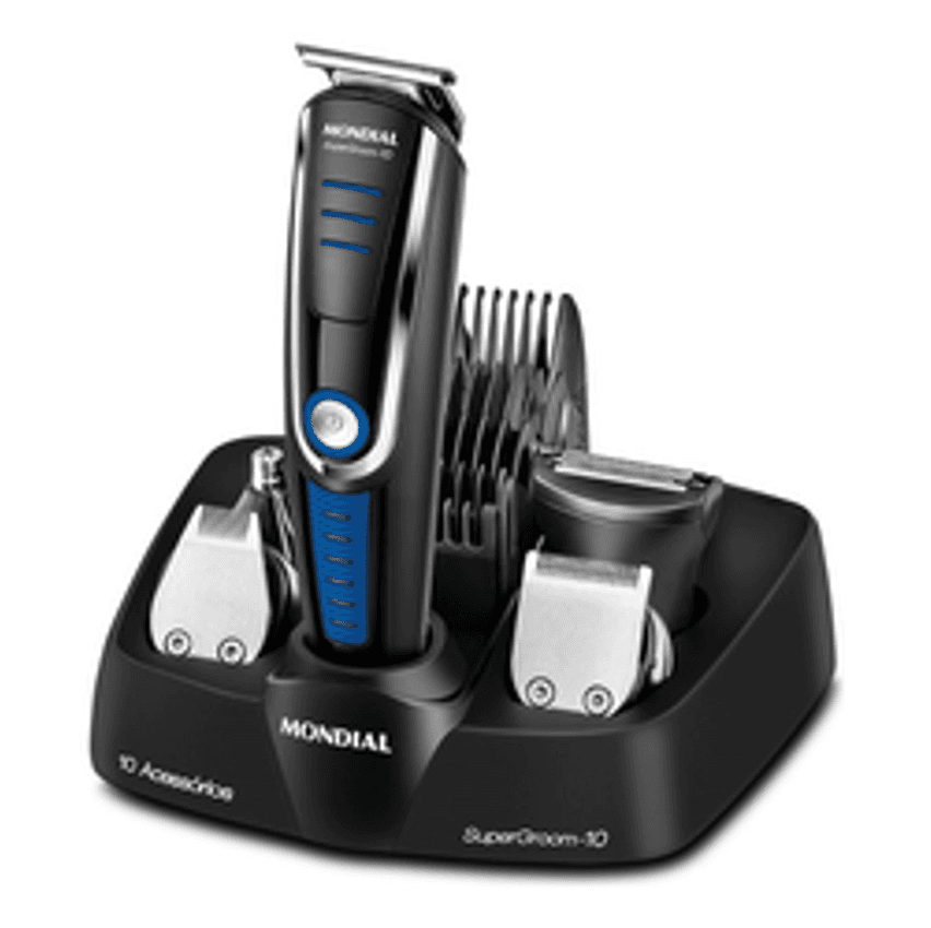 Aparador De Pelos Super Groom 10 Preto Azul Bg-03 Mondial