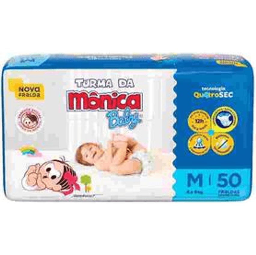 Fralda Turma da Mônica Baby Mega M 50 Unidades