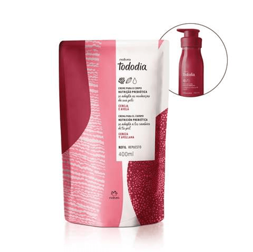 Refil Creme Desodorante Nutritivo para o Corpo Tododia Cereja e Avelã 400 ml