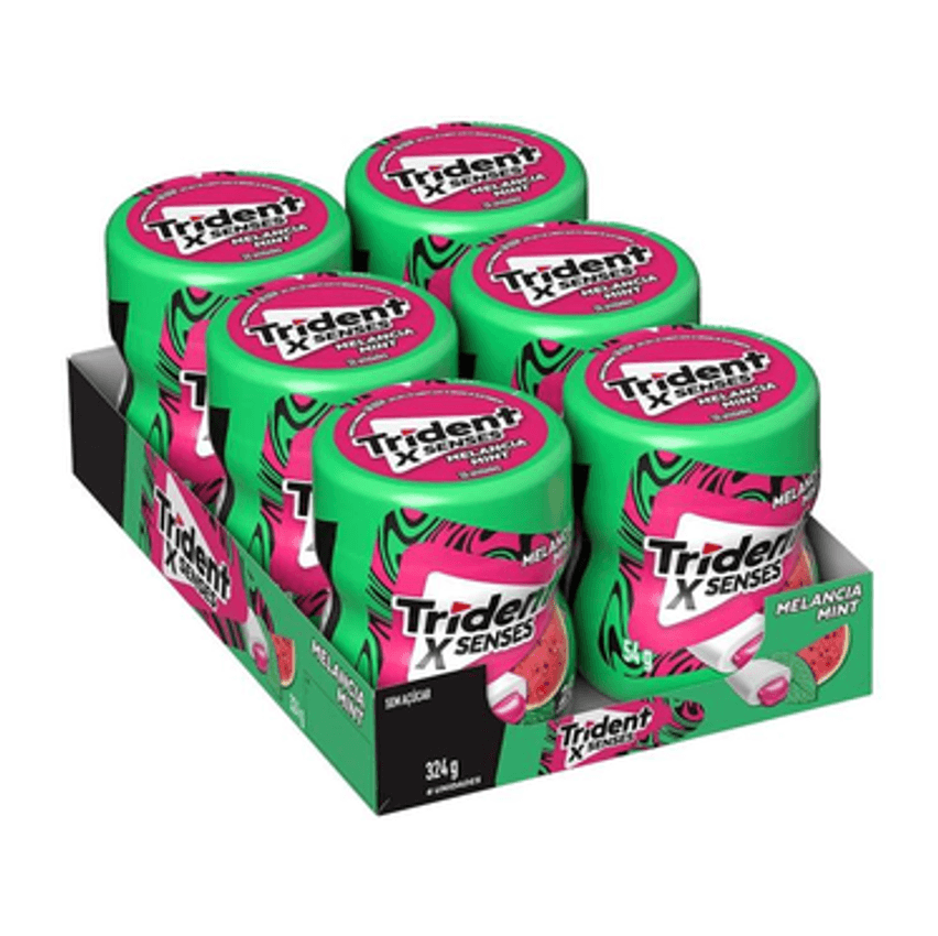 Chiclete Trident Xsenses Melancia Sem Açúcar - Display Com 6 Unidades De 54g