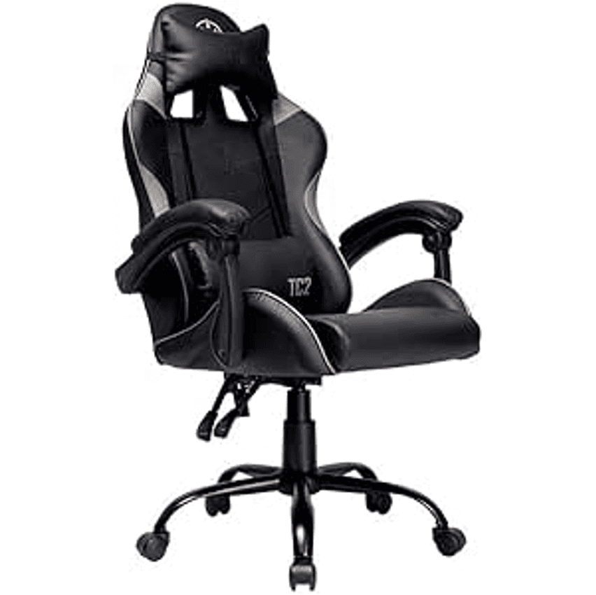 Cadeira Gamer TGT Heron TC2 | Espuma Moldada | Almofadas para Lombar e Pescoço | Suporta até 120kg | Ajuste de Inclinação | Braço Fixo | Preto | TGT-HRTC-BL03