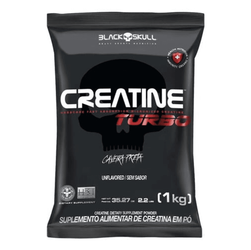 Suplemento em Pò Creatine Turbo Refil 1kg Black Skull Without flavor Sabor Sem sabor