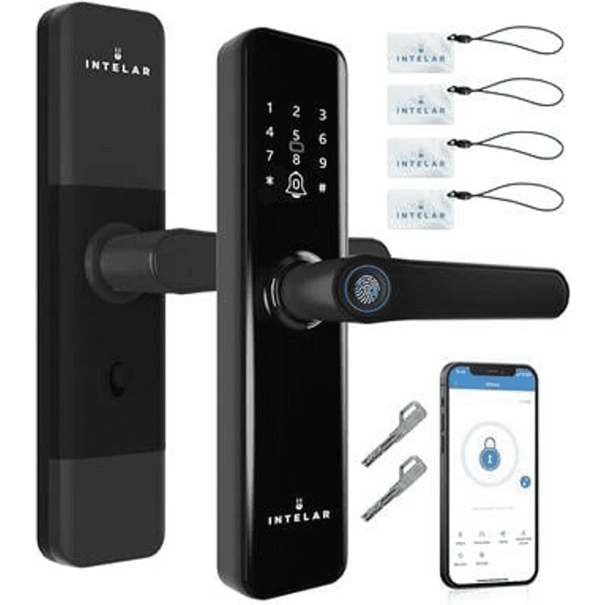 Smart Lock - Fechadura Inteligente para Porta com Impressão Digital - Fechadura de entrada sem Chave 5 em 1 - Fechadura Biométrica para porta Frontal com Teclado, Controle por APP