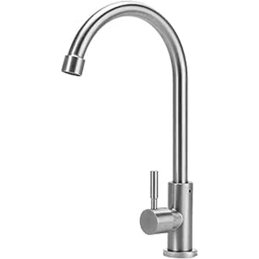 Pingoo.Casa, Torneira para Cozinha, Aço Inox 304, Escovado, Aporé, Prata