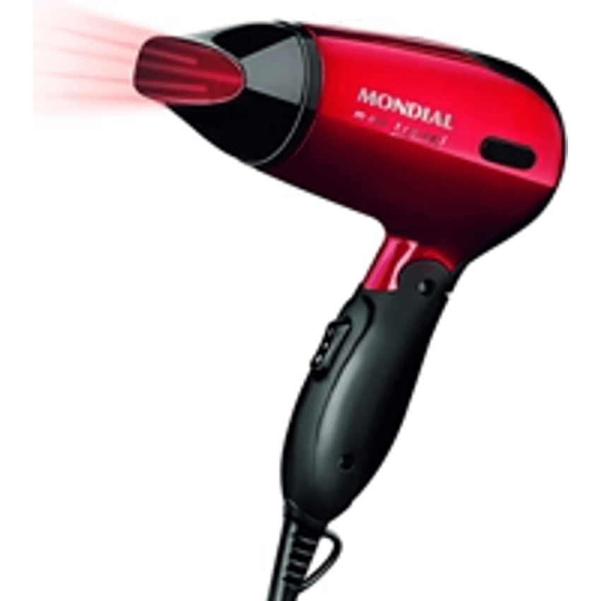 Secador Mondial, Max Travel, Bivolt, Preto/Vermelho, 1200W - SC-10