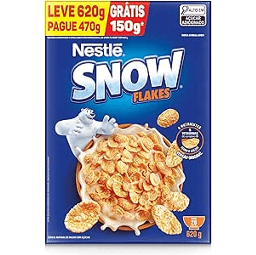 Snow Flakes Cereal Matinal Tradicional Leve 620G Embalagem Econômica