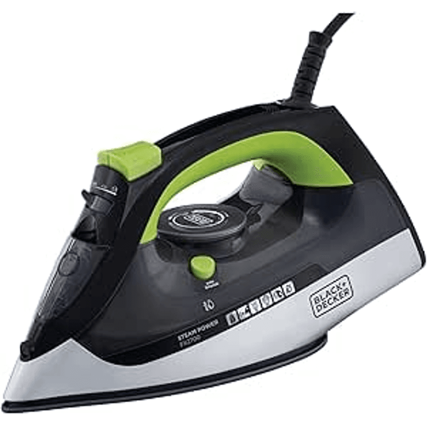 Black + Decker Ferro de Passar Roupa, com Vaporizador, Sistema Antigotejamento, Preto, Verde e Branco, Modelo FX2700, 127V
