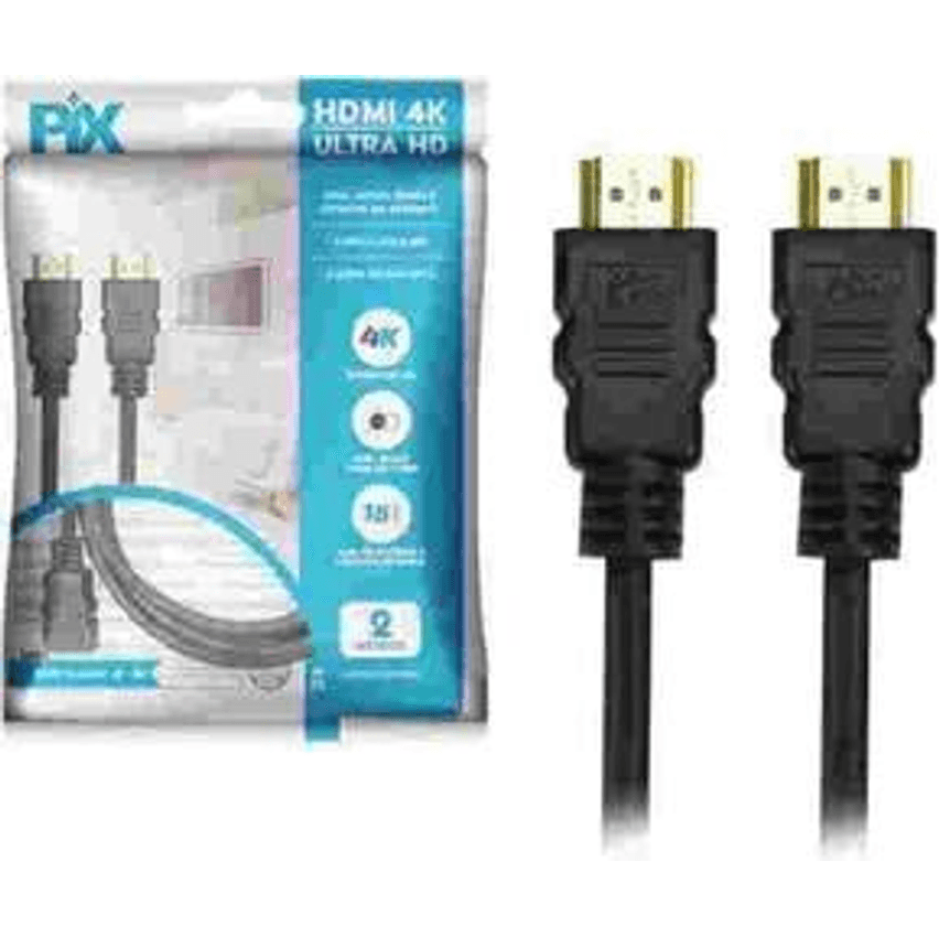 Cabo Hdmi 2.0 4K Hdr 19P 2M Pix Gold, Preto