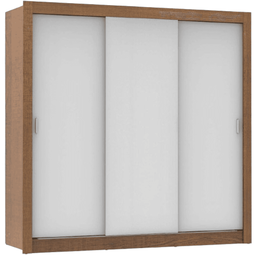 Guarda Roupa Casal Madesa Mônaco 3 Portas de Correr - Rustic/Branco