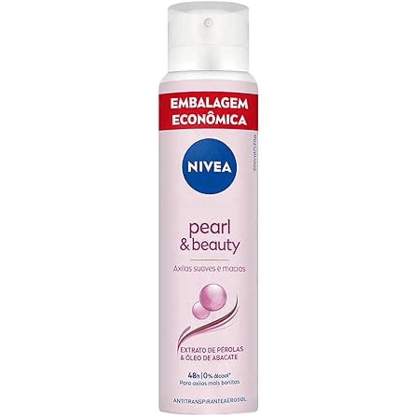 Nivea Desodorante Antitranspirante Aerossol Pearl & Beauty 200ml - Proteção Eficaz De 48 Horas Contra Suor E Mau Odor, Com Extrato De Pérolas, Promove Axilas Bonitas E Uniformes