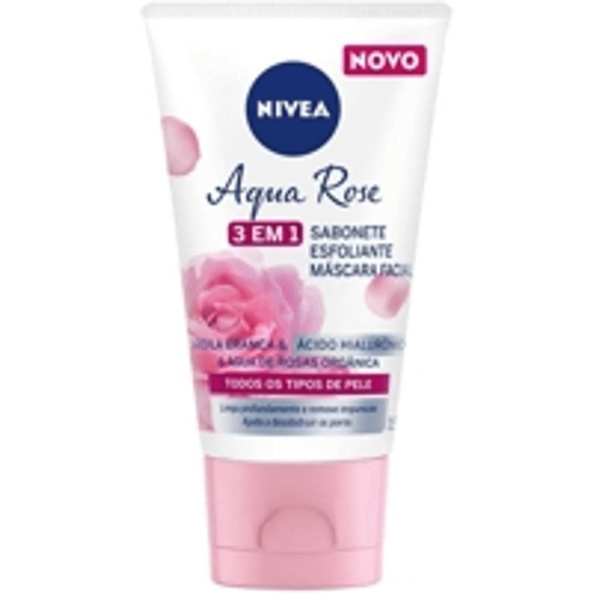 Nivea Aqua Rose 3 Em 1 150ml - Sabonete, Esfoliante E Máscara Facial - Com Argila Branca, Ácido Hialurônico E Água De Rosas Orgânica