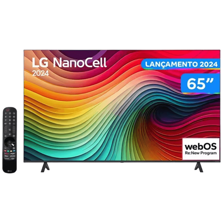 Smart TV 65" 4K UHD NanoCell LG 65NANO80TSA Wi-Fi Bluetooth com Alexa 3 HDMI 2 USB