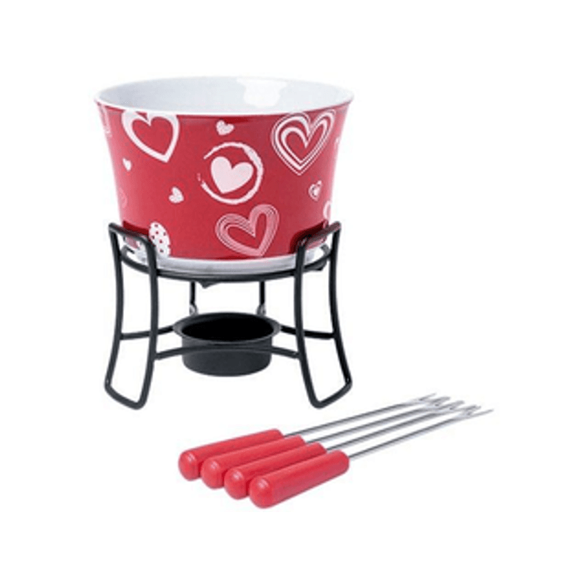 Aparelho de Fondue Cerâmica Brinox Vermelho - 6 Peças 1256/104