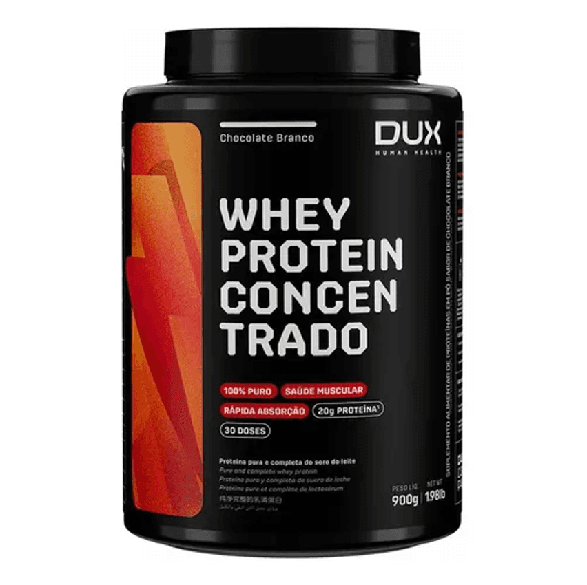 Whey Protein Concentrado 900g Chocolate Branco Dux Nutrition