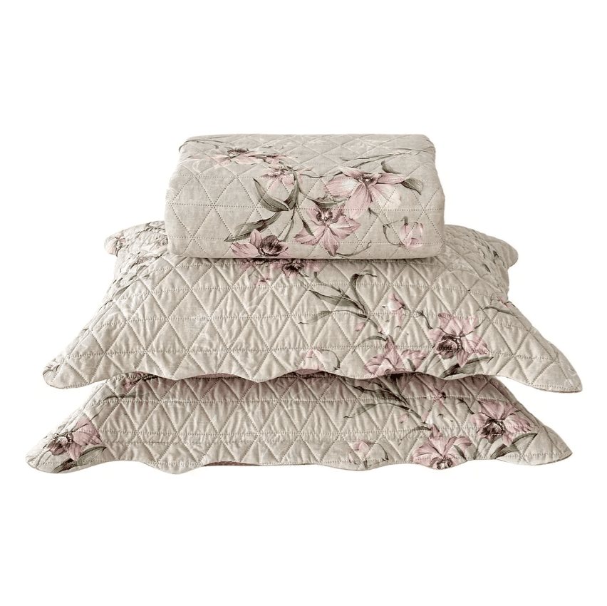 Kit Colcha Casal Bouti Cobre Leito Estampado 3 Pçs Arabesco