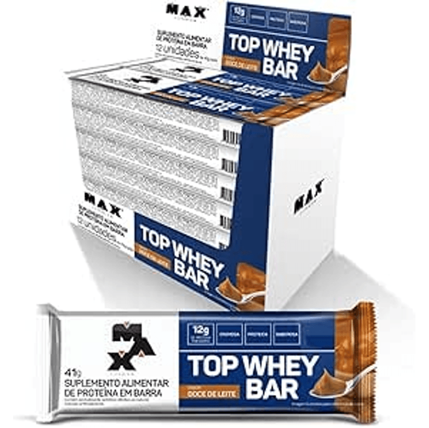 Max Titanium Top Whey Bar 12 Unidades De 41G (Doce De Leite)