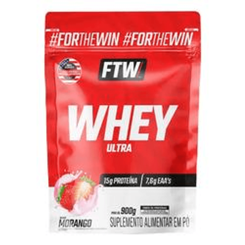 Whey Concentrado Ultra Protein Refil 900g Sabor Morango - FTW
