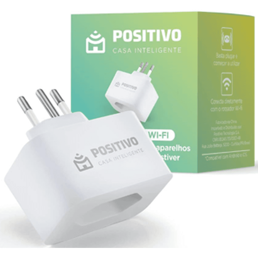 Smart Plug Max Wi-Fi Positivo Casa Inteligente, 16A, NBR 14136, Configuração Rápida, 1600W Bivolt – Compatível com Alexa