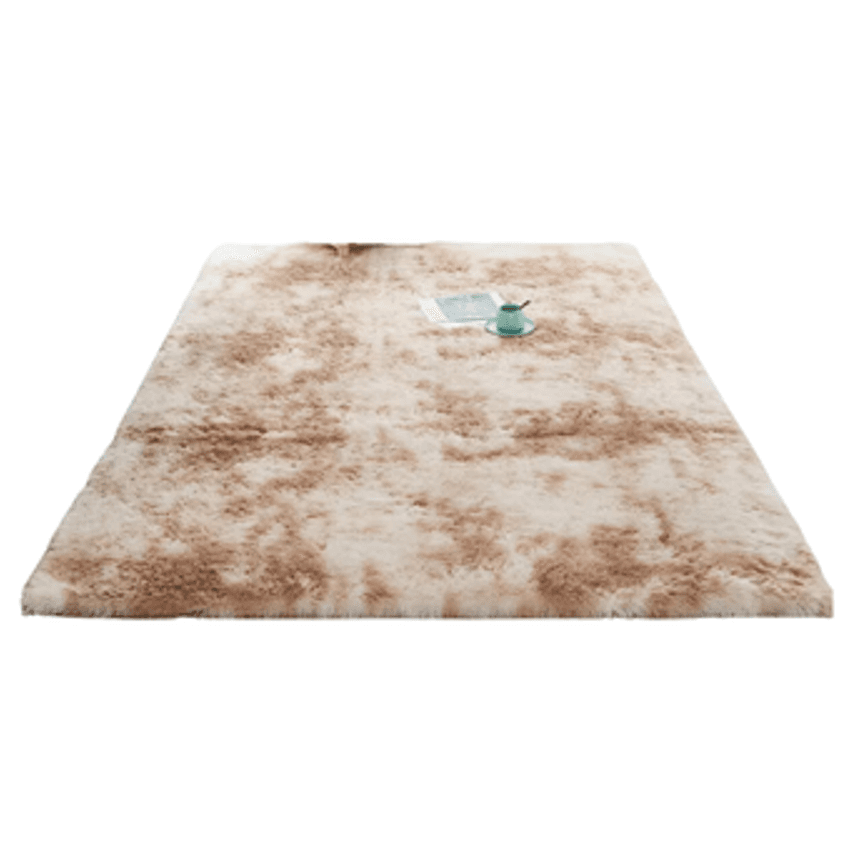 Tapete Felpudo 1,00x1,50 Peludo Macio Shaggy Sala Quarto Leve Lava Fácil Bege Mesclado Casa Laura Enxovais