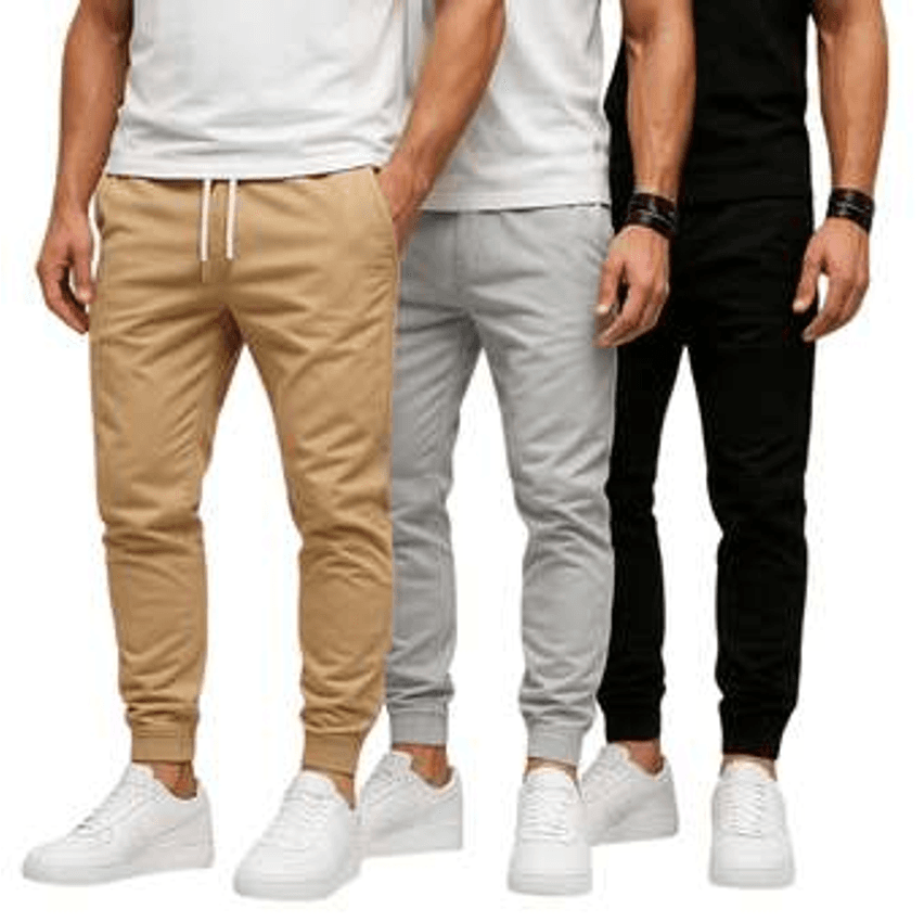 Kit 3 Calça Jogger Masculina Sarja Com Punho Streetwear
