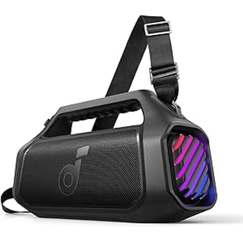 Boom 2 Plus Soundcore Da Anker Caixa De Som Portáteis Bluetooth Alto-falante Externo, 140w, 2+2 Canais, Bassup™ 2.0, 20h De Reprodução, Carregamento Rápido, Ipx7, Luzes Rgb, Power Bank, Preto