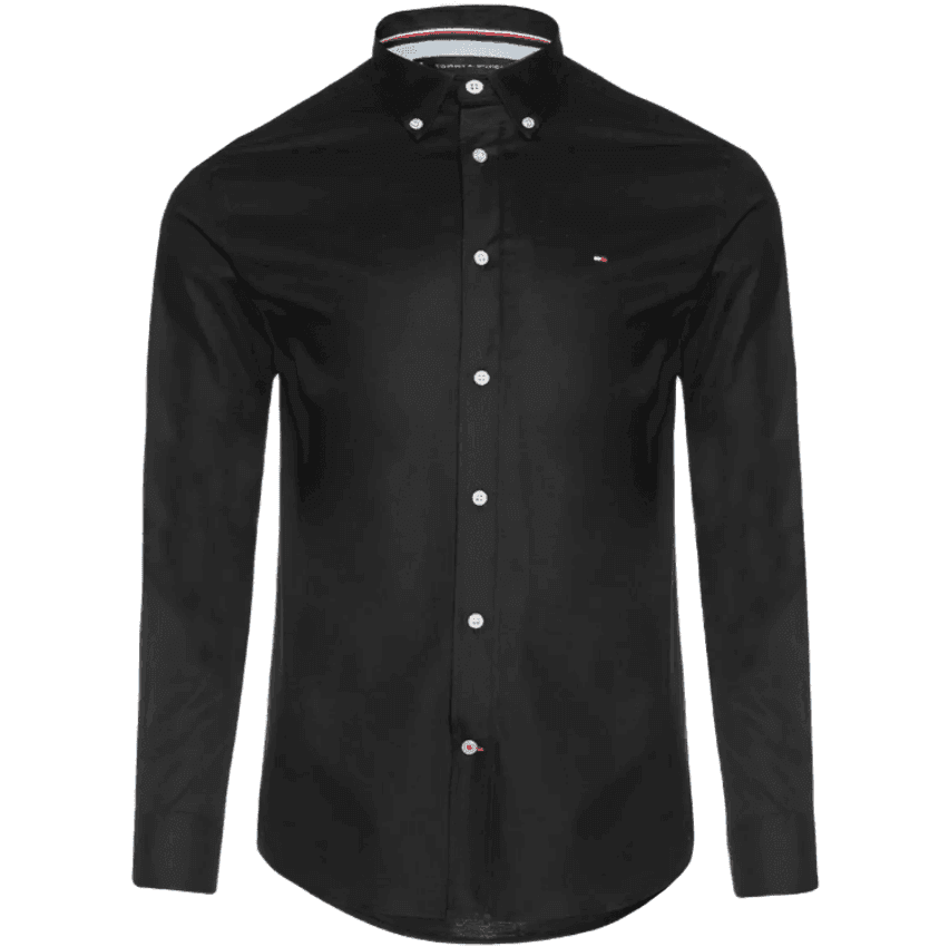Camisa Tommy Hilfiger Regular Fit Classic Collar Preta