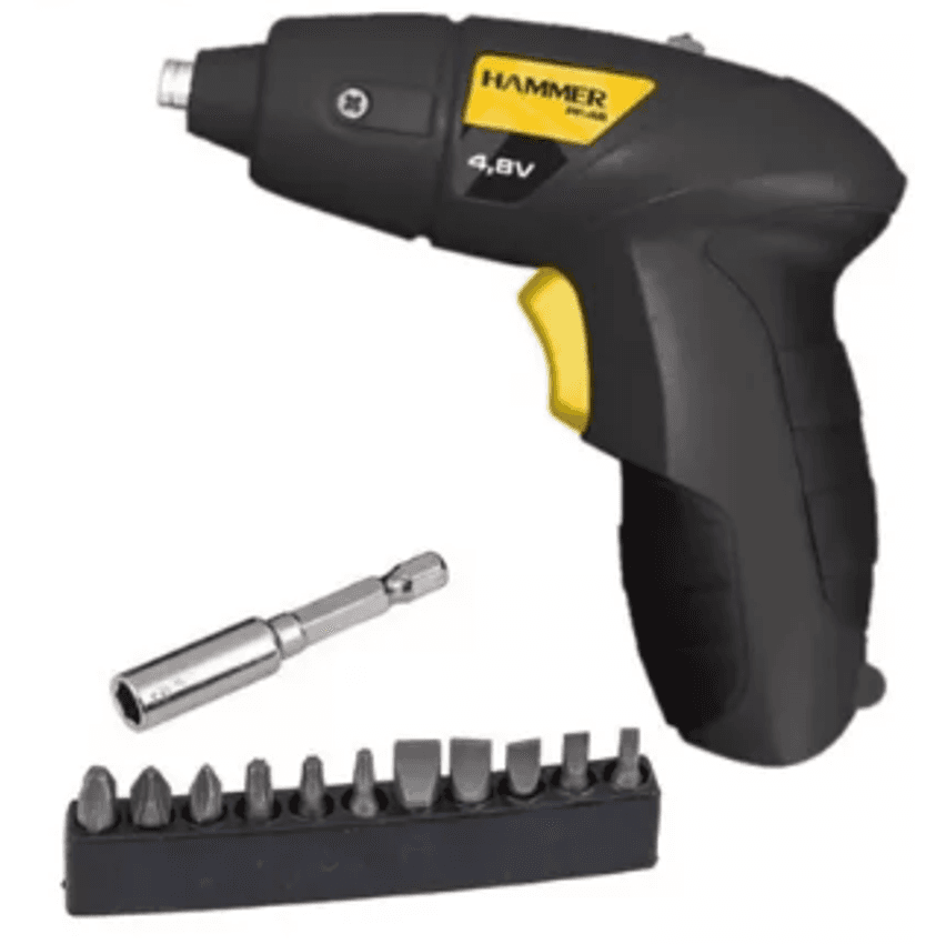 Parafusadeira Sem Fio 4,8v - Bivolt Hammer Com Acessórios Cor Preto 127/220V