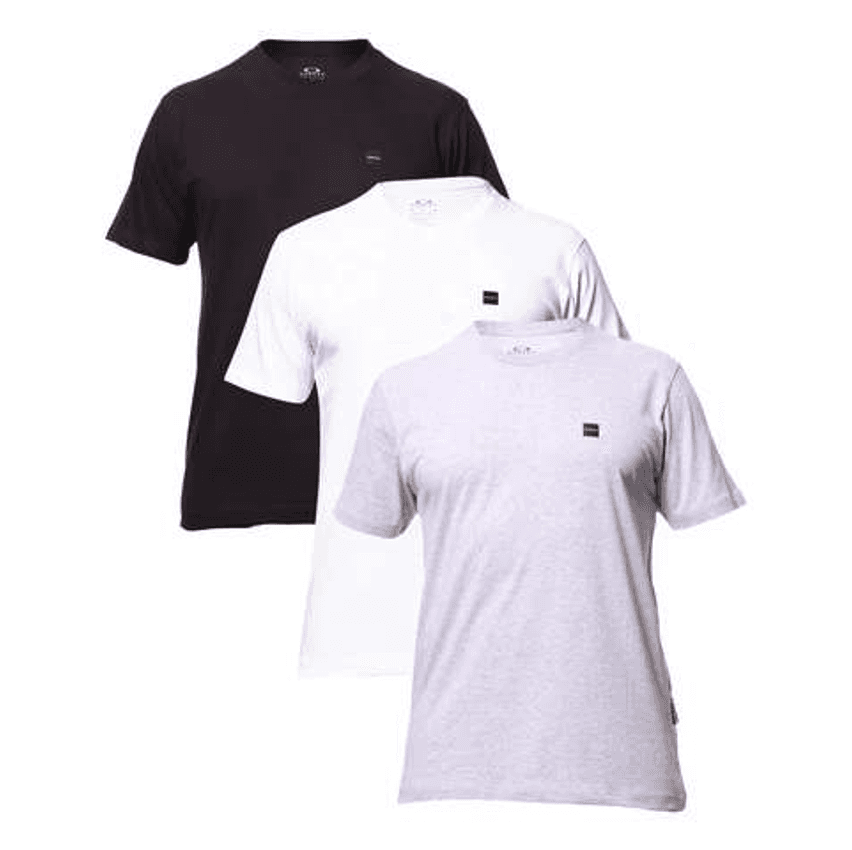 Kit 3 Camisetas Casual Masc Patch 2.0 Tee Em Algodão Oakley
